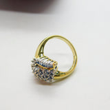 9ct Yellow Gold Baguette & Rose Cut Diamond Cluster Ring Vintage 2002 Birmingham