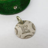 Victorian Sterling Silver Threepence 'E'  Engraved Love Token Charm Antique c1880