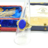 18ct Yellow Gold & Carved Lapis Lazuli Seal Intaglio Antique c1880 Victorian