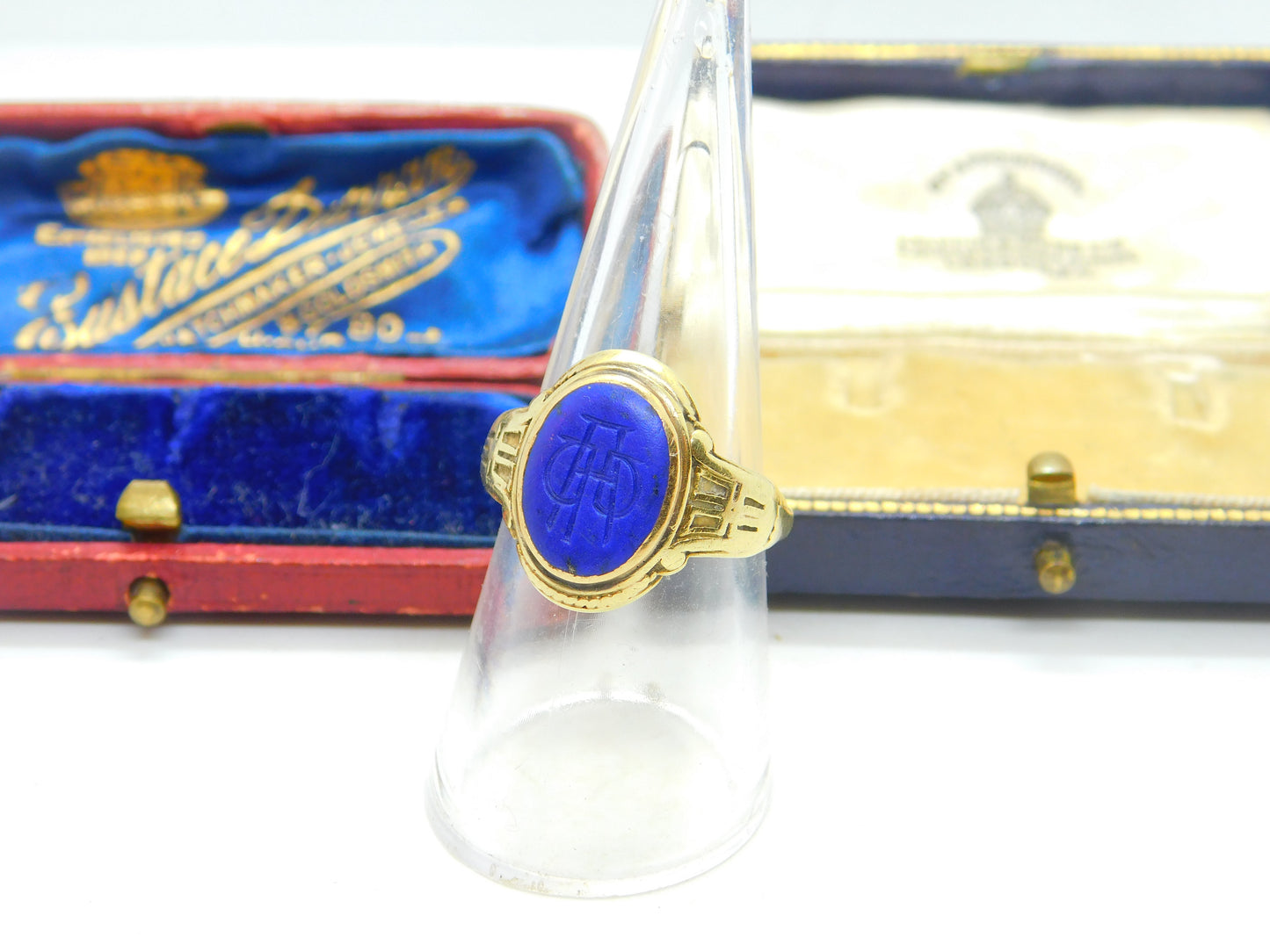 18ct Yellow Gold & Carved Lapis Lazuli Seal Intaglio Antique c1880 Victorian