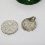 Victorian Sterling Silver Threepence 'E'  Engraved Love Token Charm Antique c1880