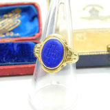 18ct Yellow Gold & Carved Lapis Lazuli Seal Intaglio Antique c1880 Victorian