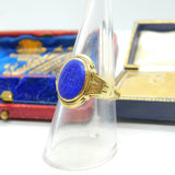 18ct Yellow Gold & Carved Lapis Lazuli Seal Intaglio Antique c1880 Victorian