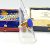 18ct Yellow Gold & Carved Lapis Lazuli Seal Intaglio Antique c1880 Victorian