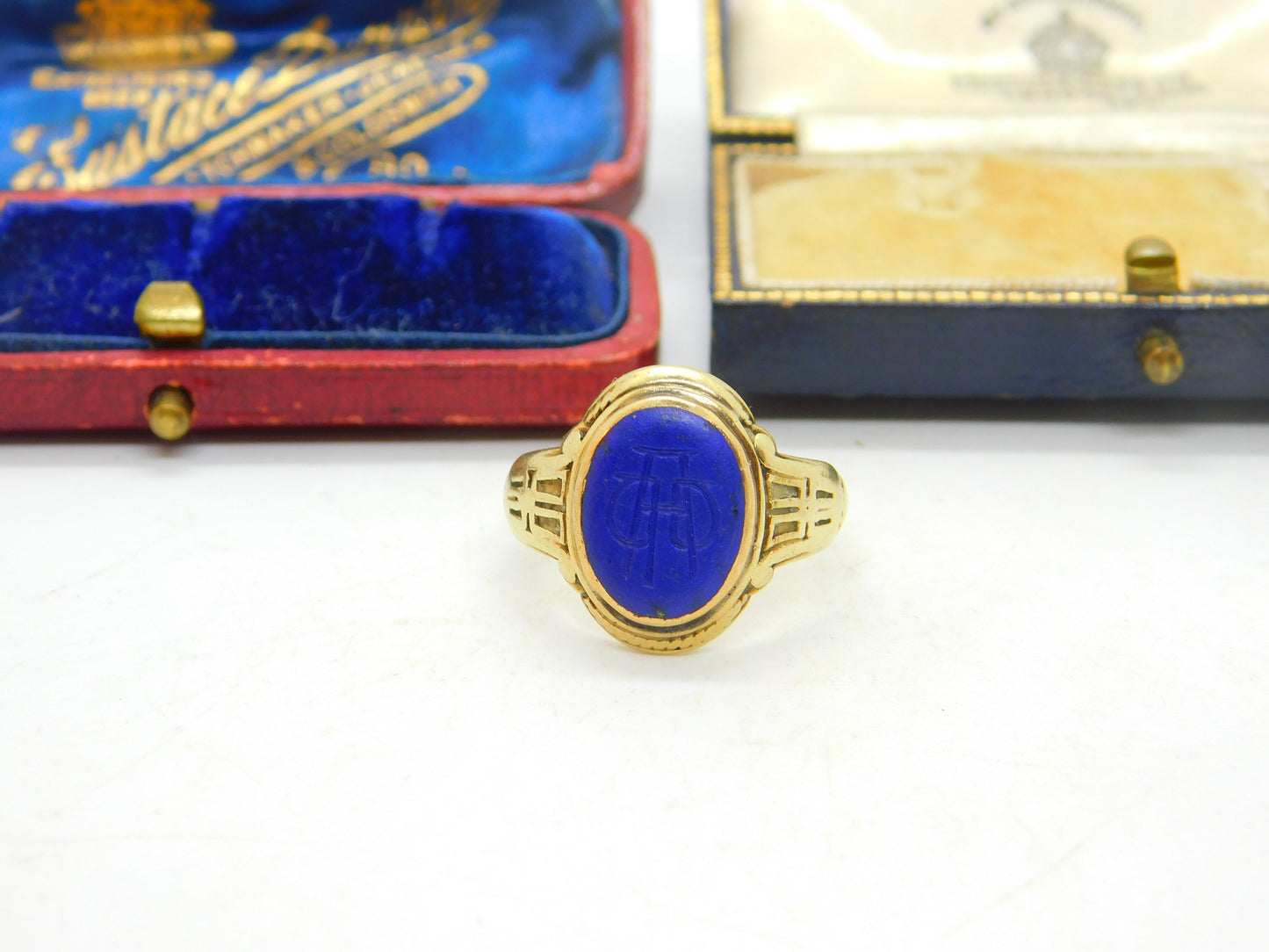 18ct Yellow Gold & Carved Lapis Lazuli Seal Intaglio Antique c1880 Victorian