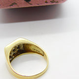 9ct Yellow Gold, Sapphire & Diamond Signet Ring Vintage c1980 Sheffield