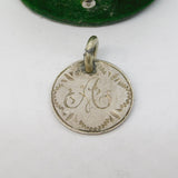 Victorian Sterling Silver Threepence 'A' Engraved Love Token Charm Antique c1880