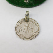 Victorian Sterling Silver Threepence 'A' Engraved Love Token Charm Antique c1880