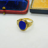 18ct Yellow Gold & Carved Lapis Lazuli Seal Intaglio Antique c1880 Victorian