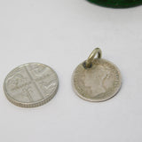 Victorian Sterling Silver Threepence 'A' Engraved Love Token Charm Antique c1880