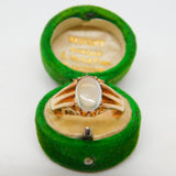 9ct Yellow Gold Cabochon Moonstone Signet Ring Antique 1911 Chester Art Deco