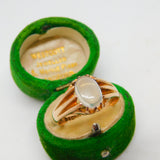 9ct Yellow Gold Cabochon Moonstone Signet Ring Antique 1911 Chester Art Deco