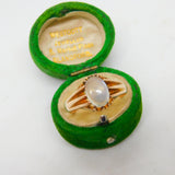 9ct Yellow Gold Cabochon Moonstone Signet Ring Antique 1911 Chester Art Deco