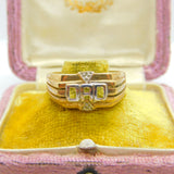9ct Yellow Gold & Diamond Set 'DAD' Signet Ring Vintage c1980 Sheffield