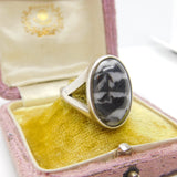 Sterling Silver & Cabochon Zebra Marble Signet Ring Vintage 2007 Birmingham
