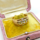 9ct Yellow Gold & Diamond Set 'DAD' Signet Ring Vintage c1980 Sheffield