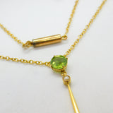 Edwardian 9ct Gold, Seed Pearl & Peridot Suffragette Drop Necklace Antique c1910