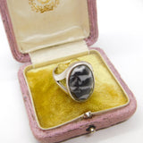 Sterling Silver & Cabochon Zebra Marble Signet Ring Vintage 2007 Birmingham