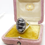 Sterling Silver & Cabochon Zebra Marble Signet Ring Vintage 2007 Birmingham