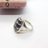 Sterling Silver & Cabochon Zebra Marble Signet Ring Vintage 2007 Birmingham