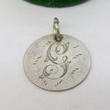 Victorian Sterling Silver 'G' Engraved Sixpence Love Token Charm Antique c1880