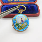 Victorian Swiss .900 Silver, Rose Gold & Colourful Enamel Pocket Watch Antique