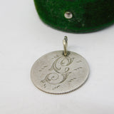 Victorian Sterling Silver 'G' Engraved Sixpence Love Token Charm Antique c1880