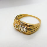 9ct Yellow Gold & Diamond Set 'DAD' Signet Ring Vintage c1980 Sheffield