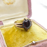 9ct Gold & Cabochon Garnet Set Signet Ring Antique 1913 Chester Art Deco
