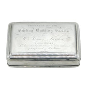 George III Sterling Silver 'Stirling Building Society' Snuff Box Antique 1817 Birmingham