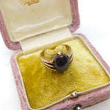 9ct Gold & Cabochon Garnet Set Signet Ring Antique 1913 Chester Art Deco