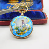 Victorian Swiss .900 Silver, Rose Gold & Colourful Enamel Pocket Watch Antique