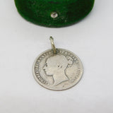 Victorian Sterling Silver 'G' Engraved Sixpence Love Token Charm Antique c1880