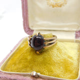 9ct Gold & Cabochon Garnet Set Signet Ring Antique 1913 Chester Art Deco