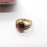 9ct Gold & Cabochon Garnet Set Signet Ring Antique 1913 Chester Art Deco