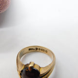 9ct Gold & Cabochon Garnet Set Signet Ring Antique 1913 Chester Art Deco
