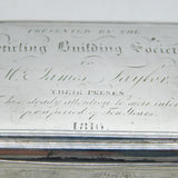 George III Sterling Silver 'Stirling Building Society' Snuff Box Antique 1817 Birmingham