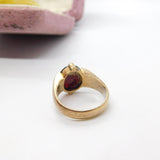 9ct Gold & Cabochon Garnet Set Signet Ring Antique 1913 Chester Art Deco