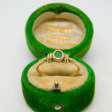 9ct Yellow Gold & Round Cut Emerald Band Ring Vintage 1968 London
