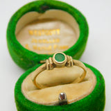 9ct Yellow Gold & Round Cut Emerald Band Ring Vintage 1968 London