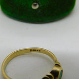 9ct Yellow Gold & Round Cut Emerald Band Ring Vintage 1968 London
