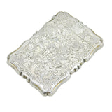 Victorian Sterling Silver Floral Pattern Card Case Antique 1856 Birmingham
