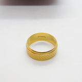 9ct Yellow Gold Modernist Line Pattern Band Ring Vintage c1970 Birmingham