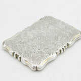 Victorian Sterling Silver Floral Pattern Card Case Antique 1856 Birmingham