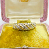 9ct Yellow Gold & Diamond Set Swirl Form Band Ring Vintage c1990 Sheffield