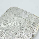Victorian Sterling Silver Floral Pattern Card Case Antique 1856 Birmingham