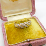 9ct Yellow Gold & Diamond Set Swirl Form Band Ring Vintage c1990 Sheffield