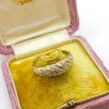 9ct Yellow Gold & Diamond Set Swirl Form Band Ring Vintage c1990 Sheffield