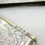 Victorian Sterling Silver Floral Pattern Card Case Antique 1856 Birmingham