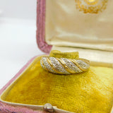 9ct Yellow Gold & Diamond Set Swirl Form Band Ring Vintage c1990 Sheffield